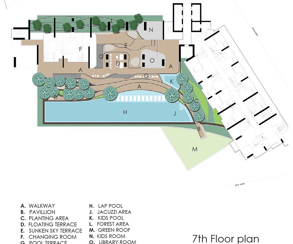 ▼7层水景平面图,7th (the water zone) plan