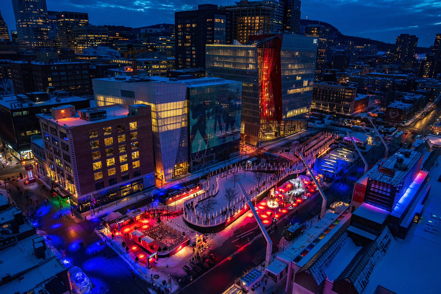 The Montréal en Lumière Festival Opens a 1000 Foot Long Aerial Skating