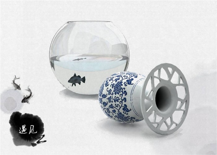 A vase and a fish bowl by EYproducts 谷德设计网