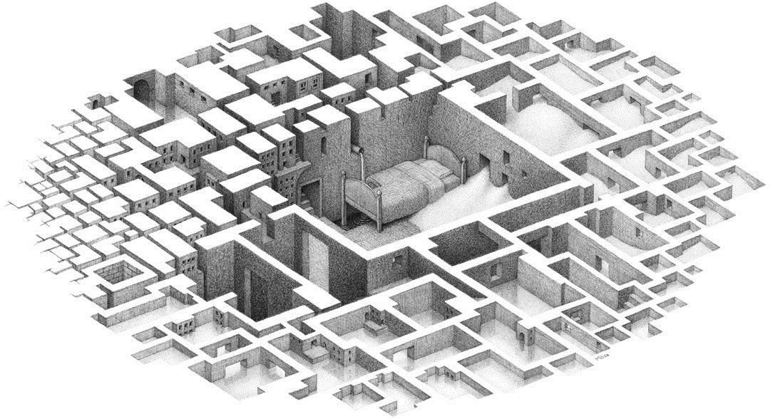 房间铅笔画mathewborrett