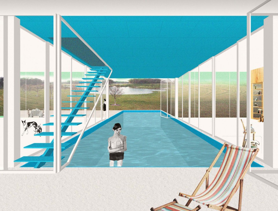009 7 in 1 son's bedroom with half indoor swimming pool beneath