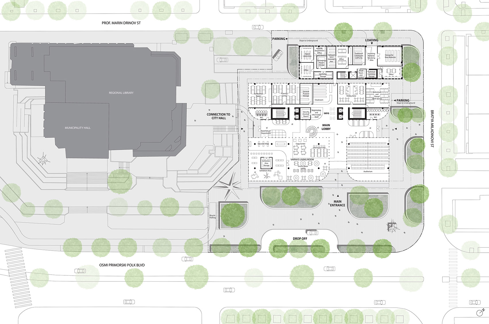 Varna Library design, 3rd place by spatial practice - 谷德设计网