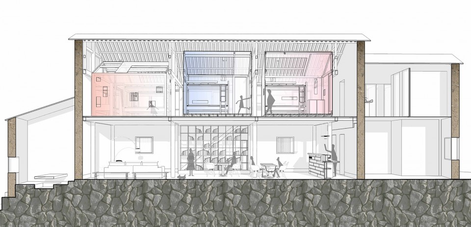 003 剖面图 hostel-in-pingtian-village-china-by-he-wei