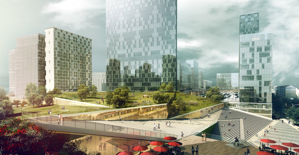 11 Intersection Render 1-International Student Urban Design Competition for Shanghai Railway Station Area by MIT Team