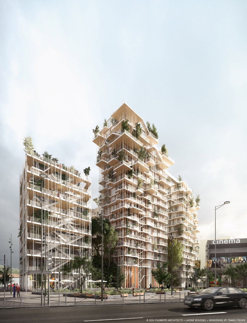 laisné rousselTimber Tower of 50 Meters High at Bordeaux by Sou