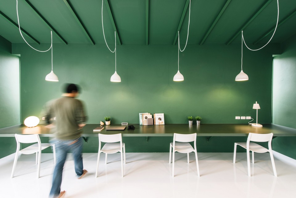6-Working space with slope ceiling Green 26 by Anonymstudio