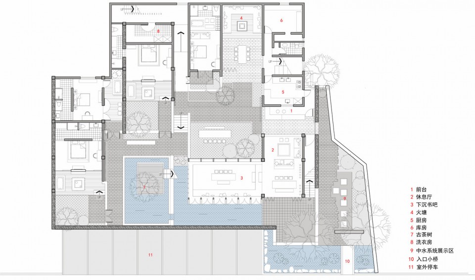 drawings 4 一层平面 1st floor plan Munwood Lakeside by Init Design Office