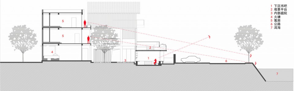 drawings 7下沉书屋剖面图 sunken study section Munwood Lakeside by Init Design Office