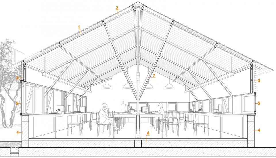 047-Temporary Office Building of Atelier Z+ _南剖透视South Sectional Perspective 副本