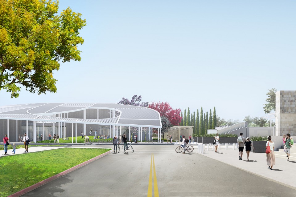 06 render 2013-12-06_Elevation from Mrak Hall Drive-C-029_E003-Triangle Beam