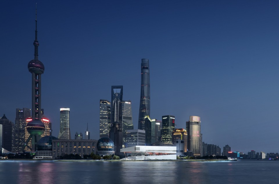 渲染图1:从外滩看美术馆夜景 Rendering 01_ Night View from the Bund