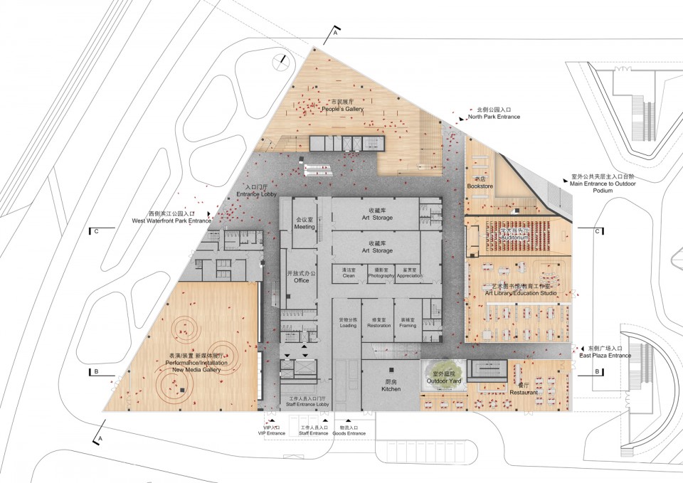 1-1 首层平面图 1-1 Ground Level Lower Floor Plan