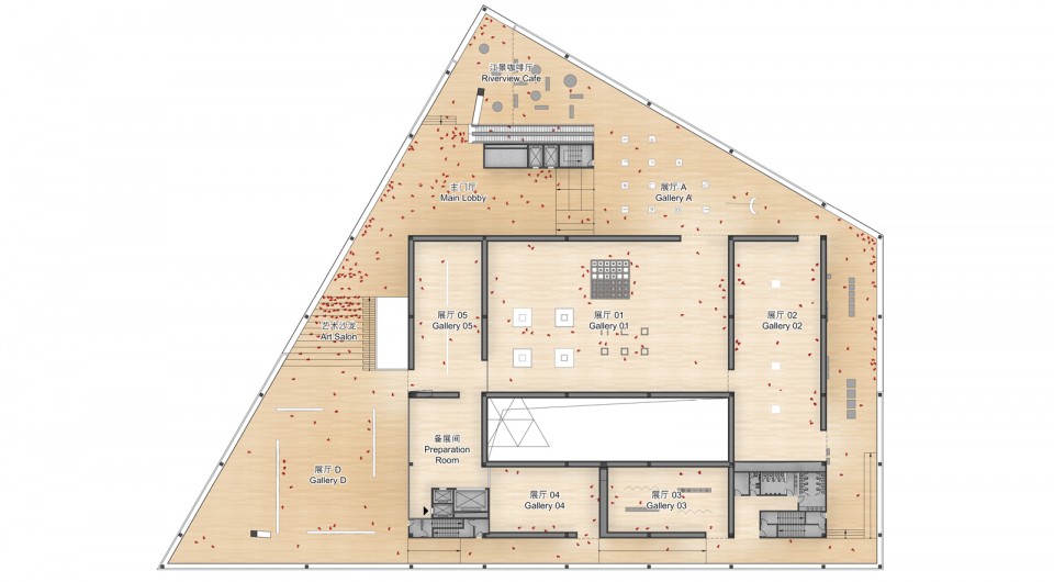 1-3 漂浮层上层平面图 1-3 Floating Level Upper Floor Plan