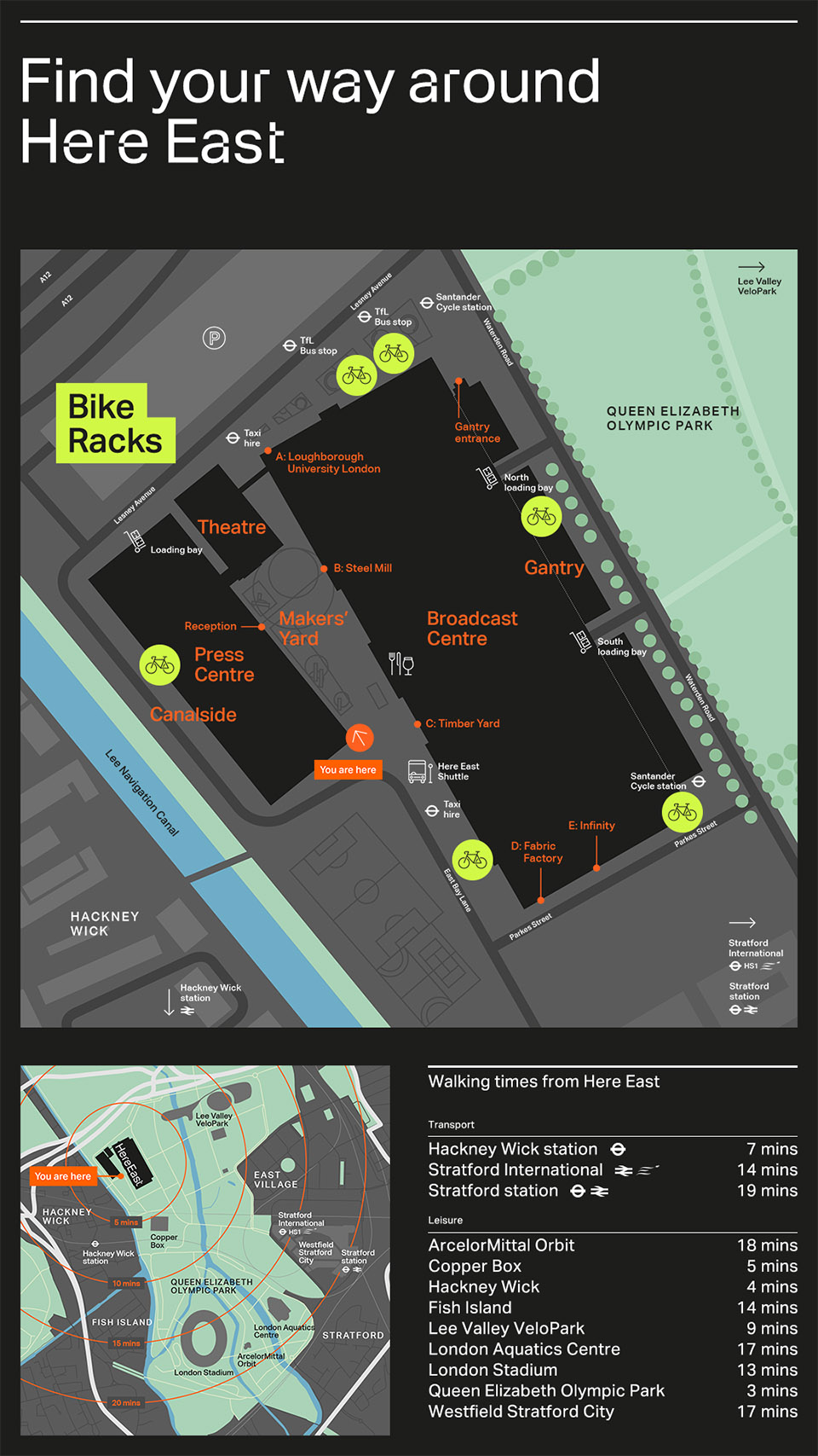 London Here East innovative signage and way finding programme by dn&co 谷德设计网