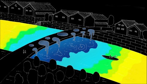 18-Indigo Waterfall - 2016 A New Light Installation, Tokushima by spatial practice