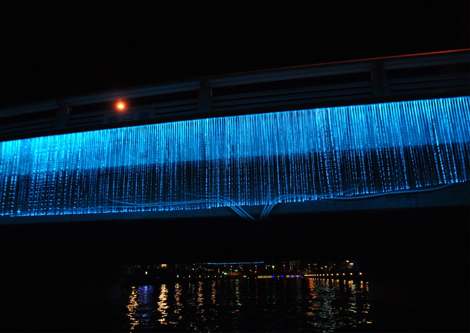 5-Indigo Waterfall - 2016 A New Light Installation, Tokushima by spatial practice