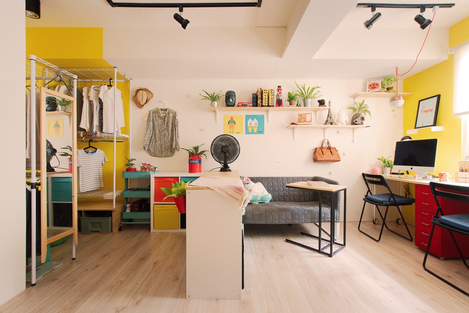 地下天光–地下单间改造成温馨双人居室一叶蓝朵设计家饰所