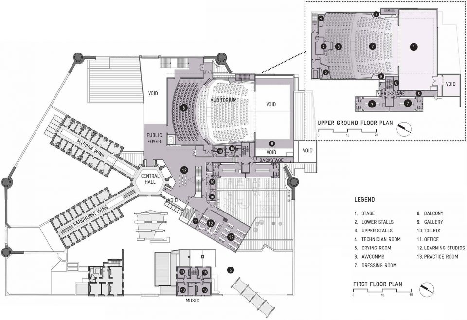 Ulumbarra Theatre First Floor and Auditorium Plans