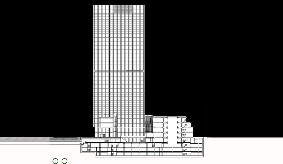 8-elevation+section_Shanghai Landmark Center_Aedas
