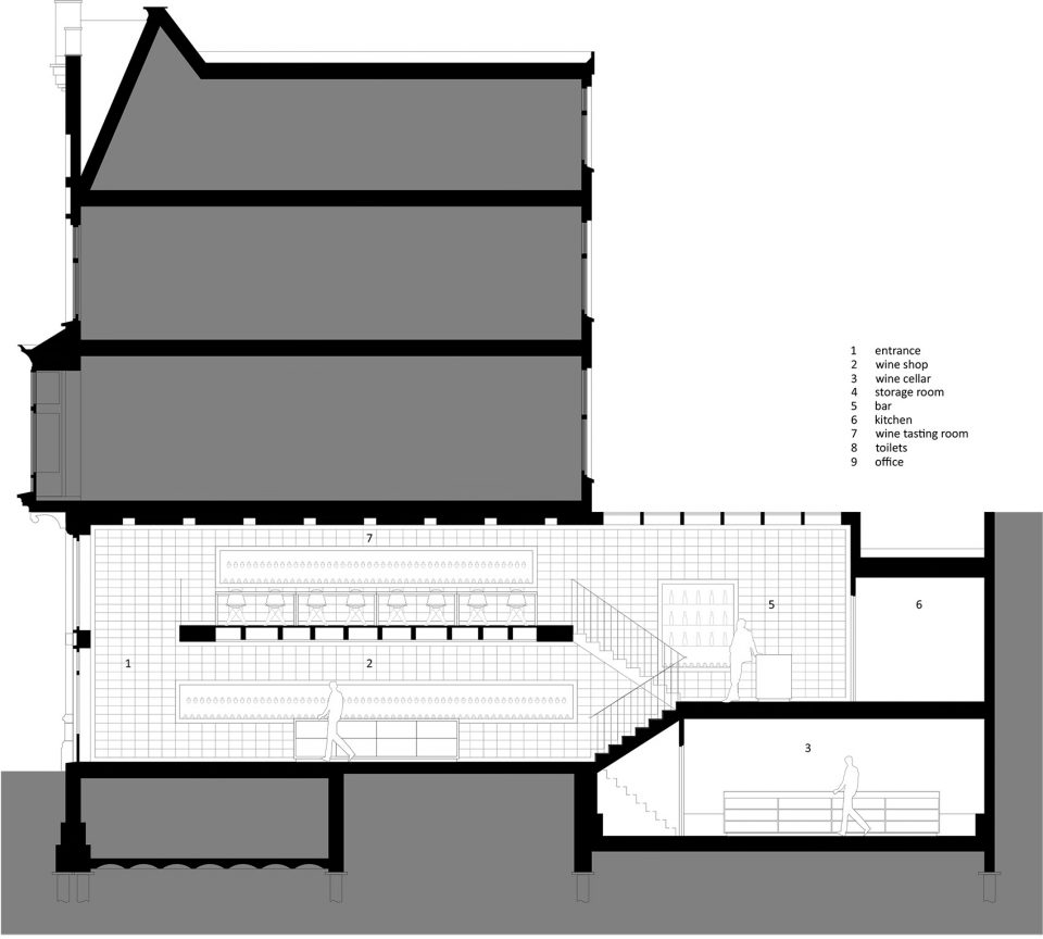 Wineshop Clad with 2100 Engraved Oak Panels