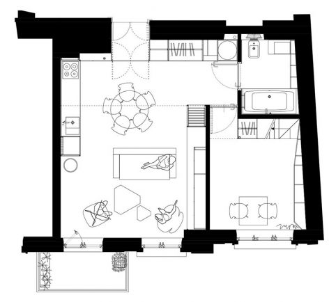 漂浮线框波兰公寓室内设计mus建筑师事务所