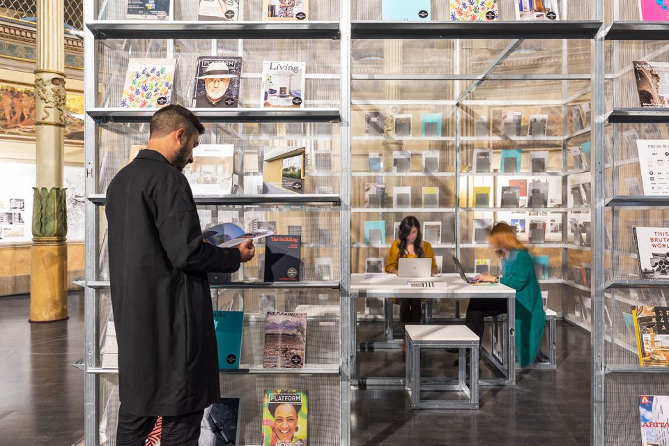 A pop up wireframe newsstand By SET Architects