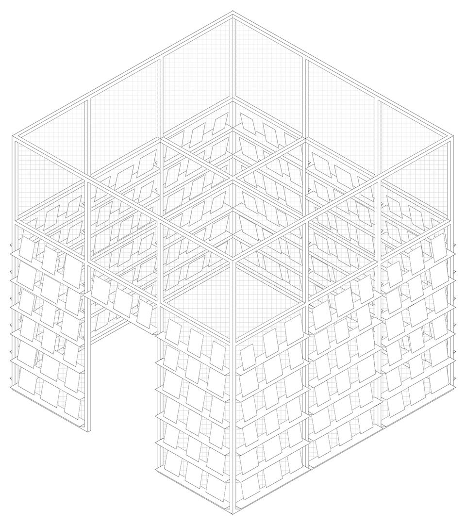 A pop up wireframe newsstand By SET Architects