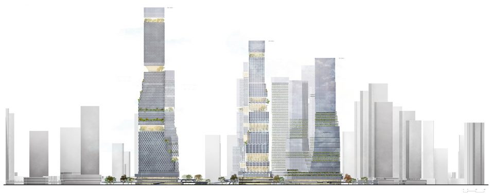 Shenzhen North Station Urban Design elevation by mecanoo architecten