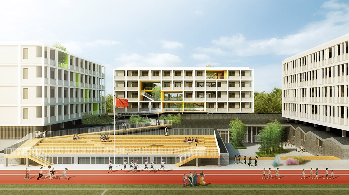 wandering on a meandering path to see the world yiwu foreign languages school by lycs architecture