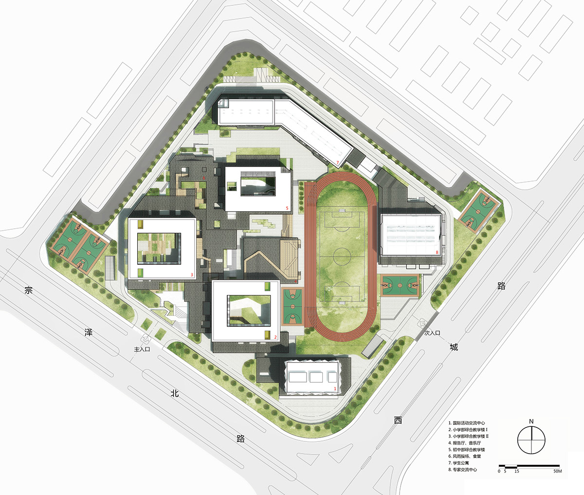 wandering on a meandering path to see the world yiwu foreign languages school by lycs architecture