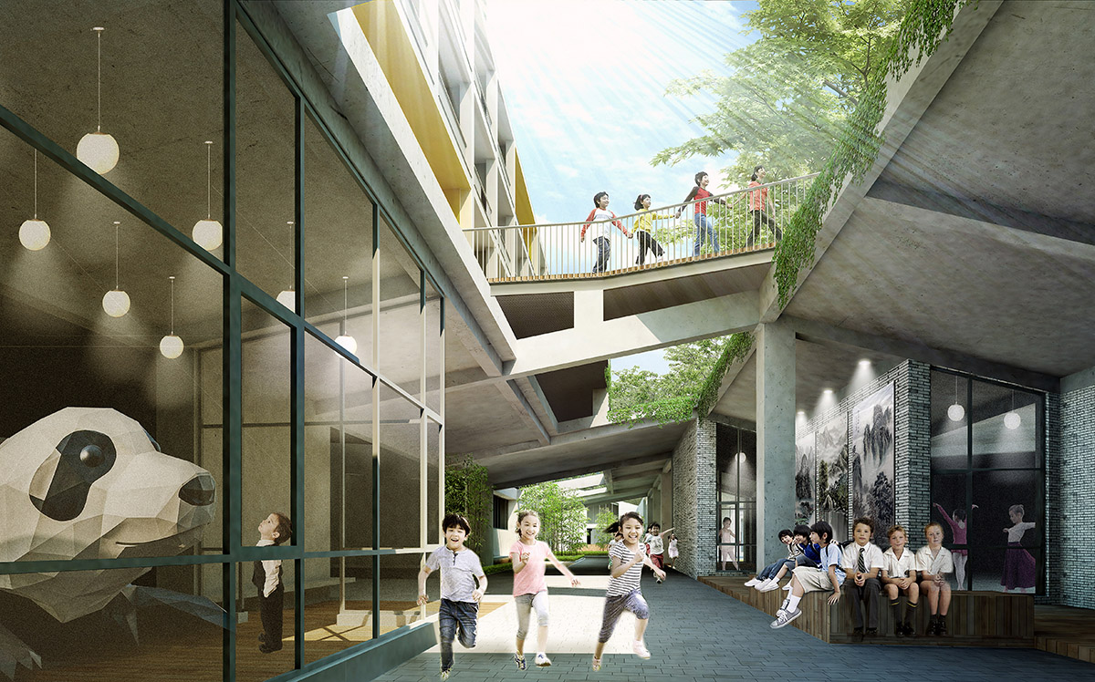 wandering on a meandering path to see the world yiwu foreign languages school by lycs architecture