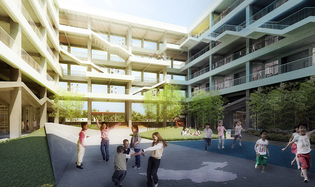wandering on a meandering path to see the world yiwu foreign languages school by lycs architecture