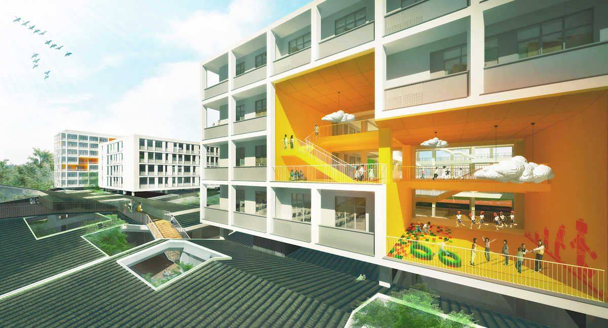 wandering on a meandering path to see the world yiwu foreign languages school by lycs architecture