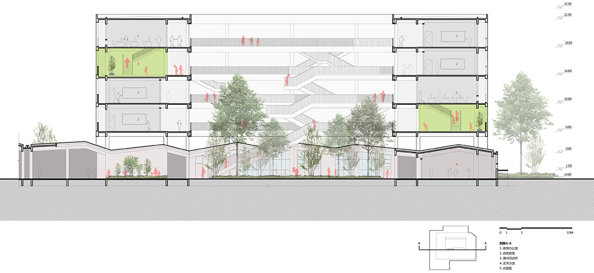 wandering on a meandering path to see the world yiwu foreign languages school by lycs architecture