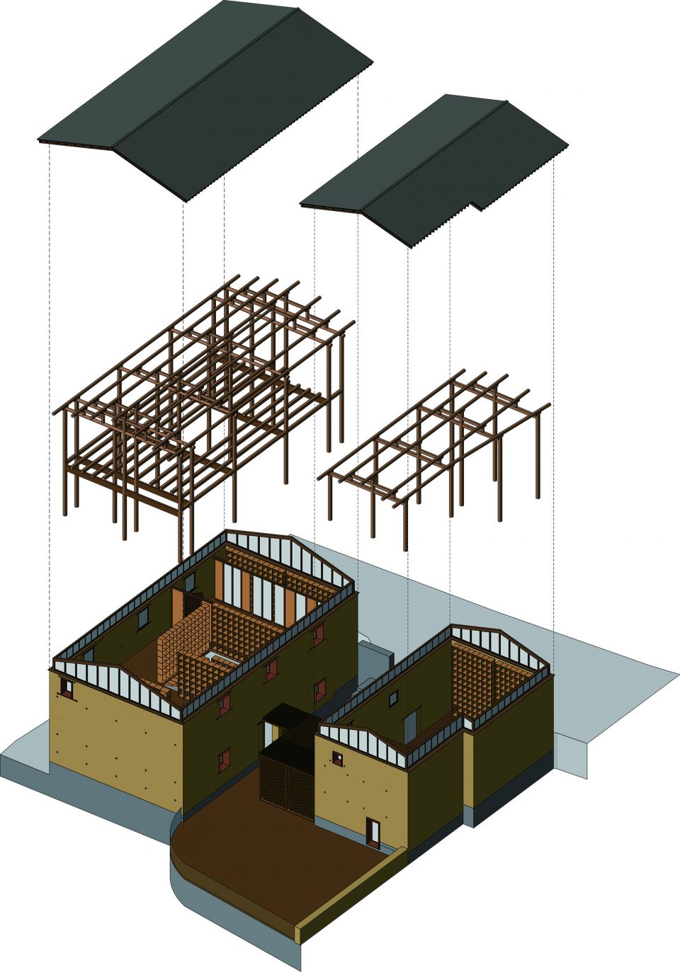 Isometric Drawing 先锋云夕图书馆 AZL Architects