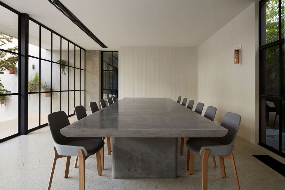Poured Concrete Entertaining Dining Table by B.E Architecture