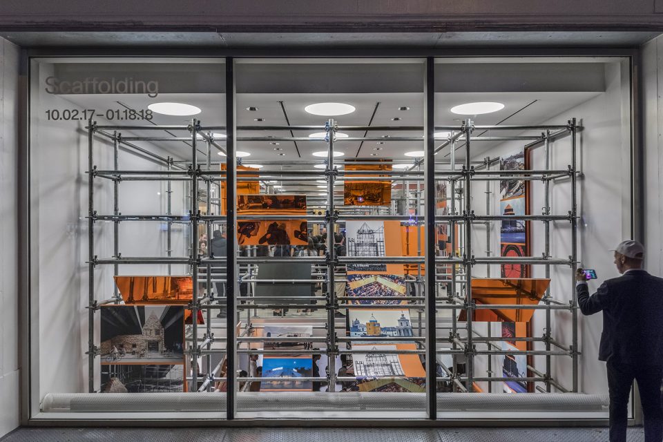OMA Scaffolding Exhibit Elevation Streetview Photography by Brett Beyer