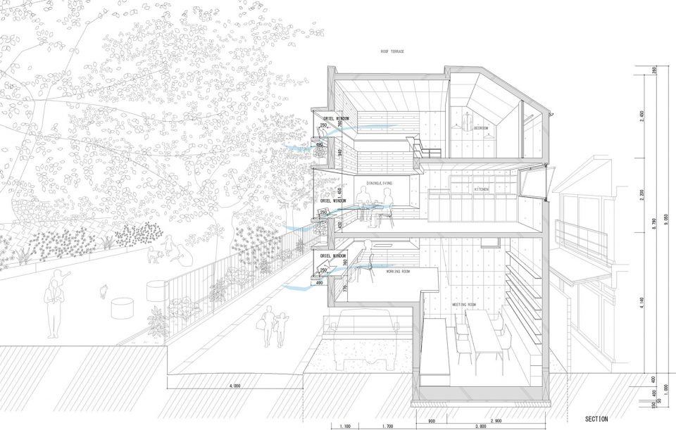 SECTION oriel window house shinsuke fujii architects