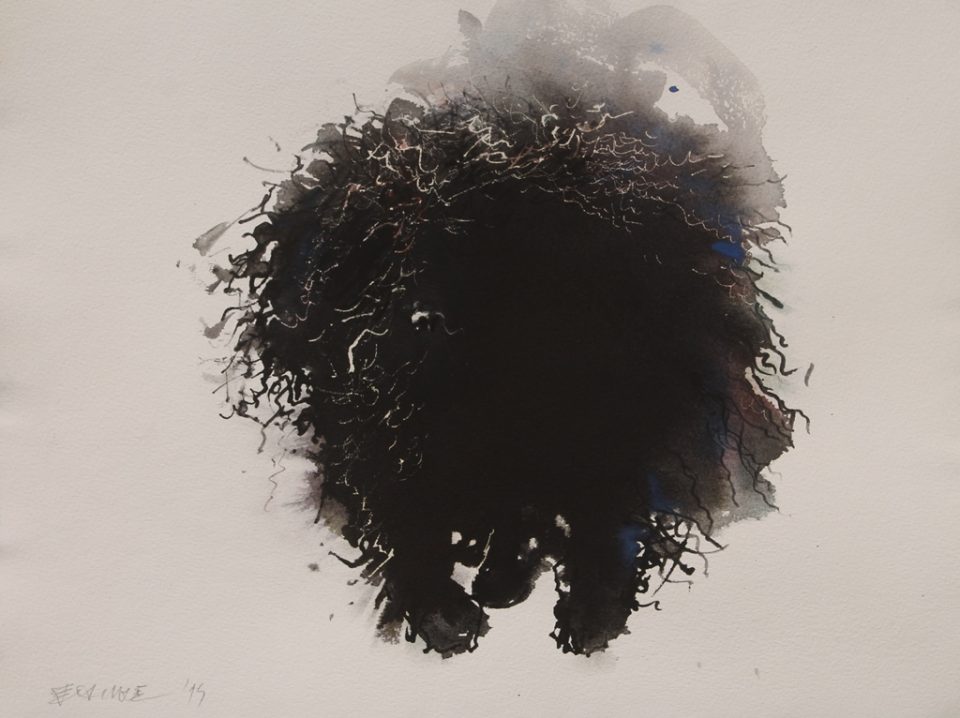 Black and White Dog Painting by Endre Penovác