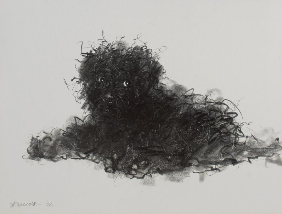 Black and White Dog Painting by Endre Penovác