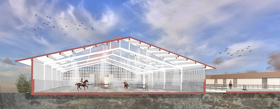 Horse Ridding Field in Cattle Farm by OOIIO Architecture