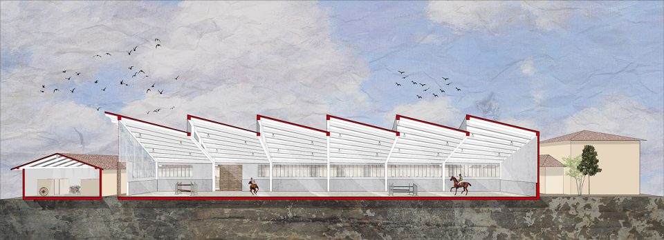 Horse Ridding Field in Cattle Farm by OOIIO Architecture