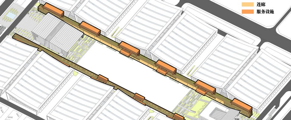 corridor axonometric Changsha International Convention and Exhibition Center TJAD