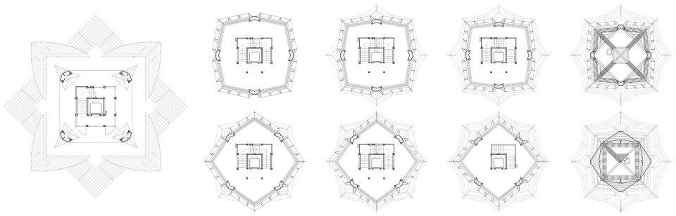 各层平面图 plans observation tower ECADI