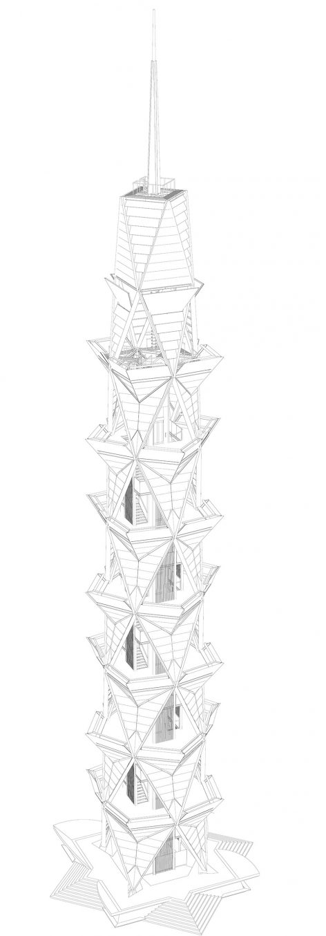 三维模型透视图 perspective observation tower ECADI