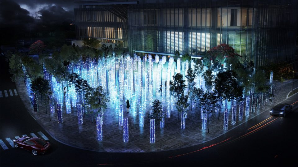 external view night2 crystal forest teamlab