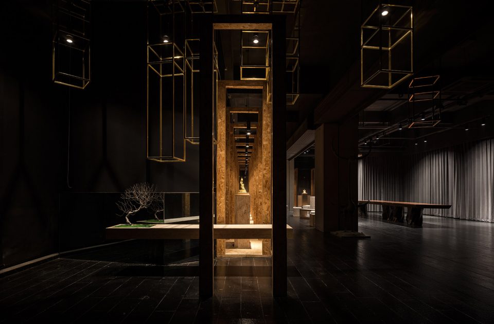 Gold foil art museum Wuhan China by Allsymbol Design Firm