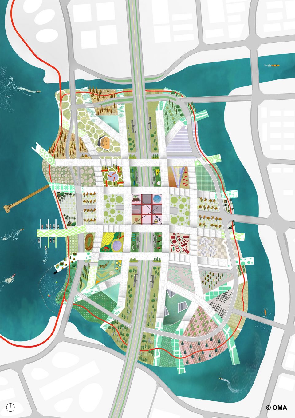 OMA Wins Design Competition for Unicorn Island in Chengdu