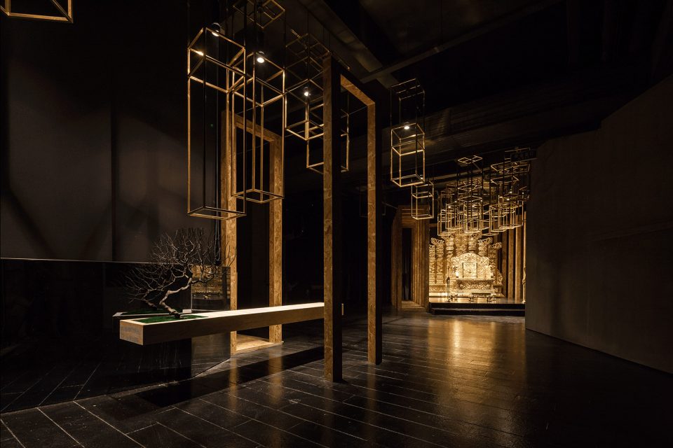 Gold foil art museum Wuhan China by Allsymbol Design Firm