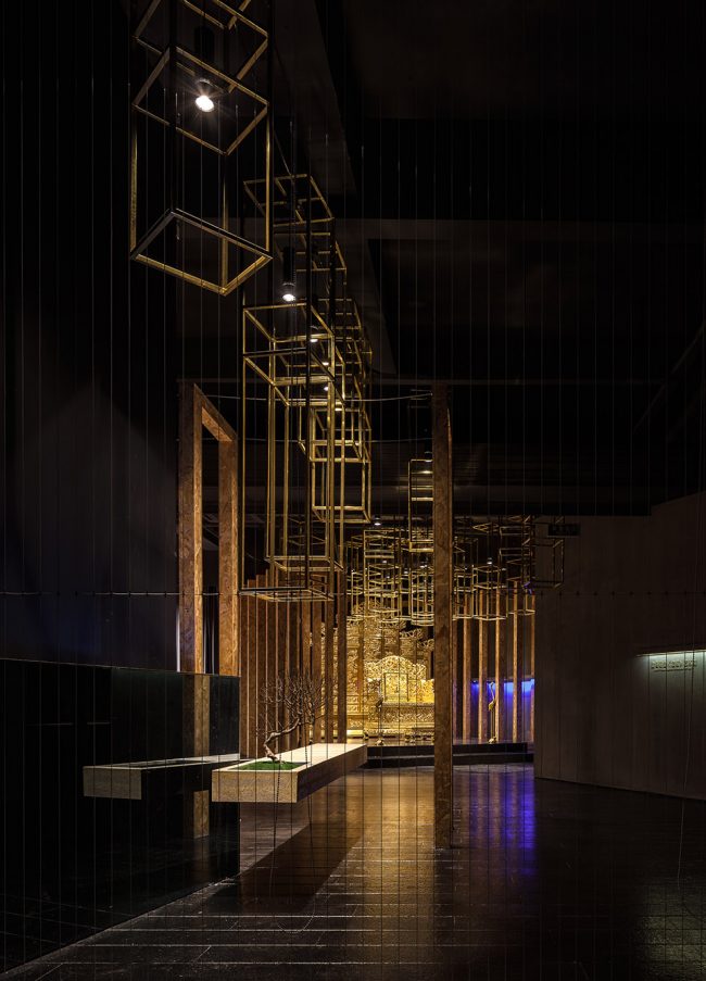 Gold foil art museum Wuhan China by Allsymbol Design Firm